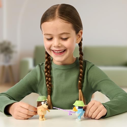 image for Bluey Fishing with Grandad Action Figure Set of 2, Character Toys with