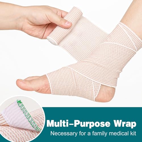 Elastic Bandage Wrap 4 Inch, Compression Wrap Bandage for Legs, Lymphedema Wraps for Legs, Ankle, Knee, Tummy, Body-6 Pack miniatura 4