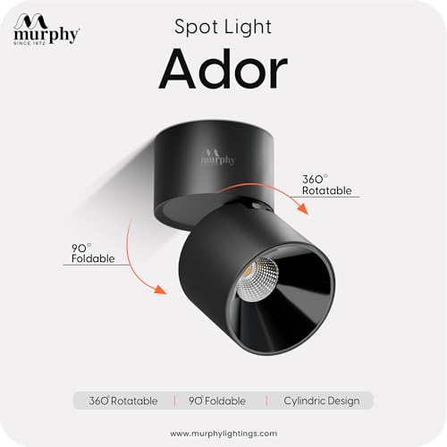 Image of Murphy Ador 12W LED Surface COB Spot Light Black Reflector | Natural White 4000K | 360 Rotatable & 90 Adjustable | Aluminium Body | BIS Approved | 2 Year Warranty | Pack of 2