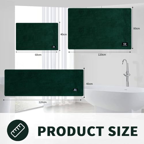 RTBQJ-AT Bath Mat Non Slip Extra Large Bath Mats Microfiber Bathroom Runner Rug Kitchen Rugs Shower Mats Washable Dark Green 40x120cm - Image 2