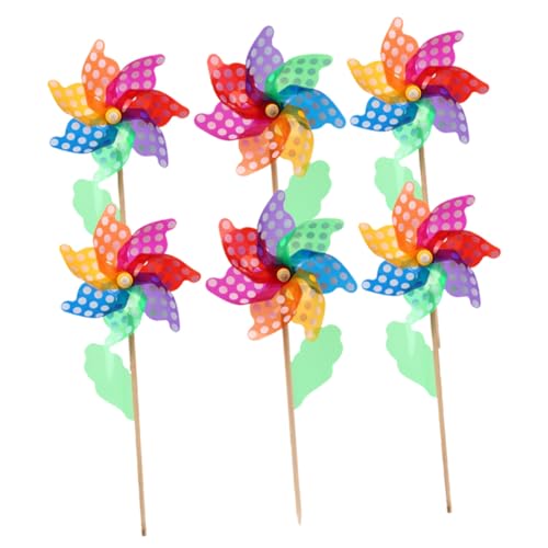 Didiseaon 6 Pezzi Girandole Colorate per Feste Decorazioni Mulini Vento in Legno Giochi da Giardino e Accessori per Area Esterna Regalo per Resistenti e Vivaci