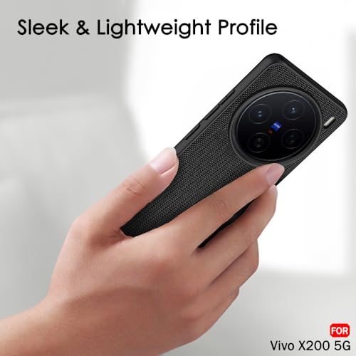 Image of TheGiftKart Back Cover Case for Vivo X200 5G | Slim & Lightweight | Ultra-Premium Design | Camera Protection Bump | Fabric Texture Case Cover (PC & TPU, Black)