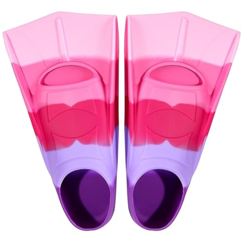 Aletas Natacion Piscina, Aletas de Natación para Niños, Aletas Cortas de Entrenamiento para Niños Niñas Snorkeling, Bucear y Nadar, 100% Silicona Unisex para Principiantes (A Aletas, S(33-35))