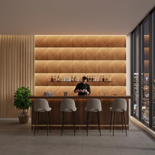 Image of Kayra Decor 3D PVC Wall Panel - Fluted Design Gold Color 19.7 inch x 19.7 inch (Pack of 40) - Covers 107.80 Sq. Ft.