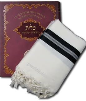 Tallit Prima Light: 100% Virgin Wool Ultra Light Weight, Black and White Stripes, Size 60 X 72 (70), Hand Made Thick Tzitzis Strings Tied On Ashkenaz
