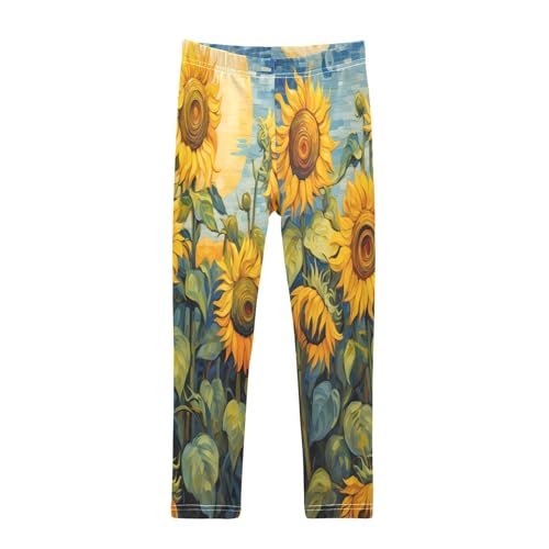 Bolaz Toddler Girls Leggings Printed Yoga Pants Leggings Painting Sunflowers for Kids