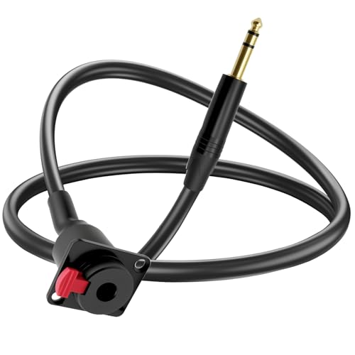 Cable de audio 6.35mm panel hembra a macho 0.5 m miniatura 1