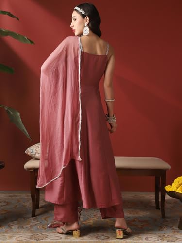 Image of Globus Women Kurta Set (GS578843 Maroon S)
