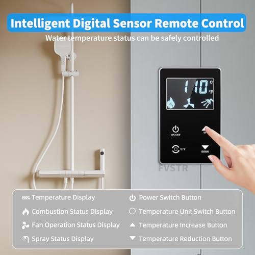 Image of RV Tankless Hot Water Heaters with Remote Controller, 2.9 GPM Endles Water On Demand Propane Water Heaters for RV, Ideal for RVers' Everyday Use (Black-No lock)