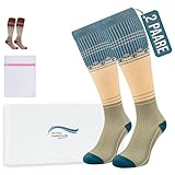 360 RELIEF 2 Paare Kompressionssocken 15-20 mmhg - Klasse 1 Prämie Kompressionsstrümpfe Damen und Herren - Stilvoll Stützstrümpfe für Laufen, Reisen, Sportliche Erholung - S/M Grün mit Wäschenetz