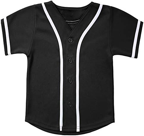 ACEFAST INC Kids Baseball Jersey Shirt Button Down Blank Custom Baseball Tee Shirts for Boys Girls