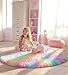 Produktbild VOFUSHON Teppich Rund 100 cm Regenbogen Waschbar Rutschfester Hochflor Runder Teppich Kinderzimmer Weich Flauschig Rug