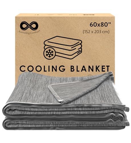 Everlasting Comfort Cooling Blanket for Hot Sleepers (60"x80") – Dual-Sided Cold Throw Blankets with ICY Cool Fibers, Lightweight for Bed, Sweat-Free Sleep & Night Sweats Relief in Summer & Winter