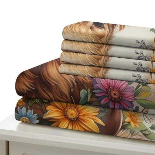 Parure de lit vache mignonne en microfbre 135x200cm pour lit simple