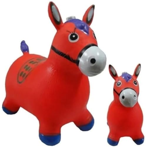 Cavalinho Pula Pula Infantil Efeitos Sonoros Emite Luz Brinquedo Upa Upa Inflável para Crianças Resistente (Vermelho, Padrão)