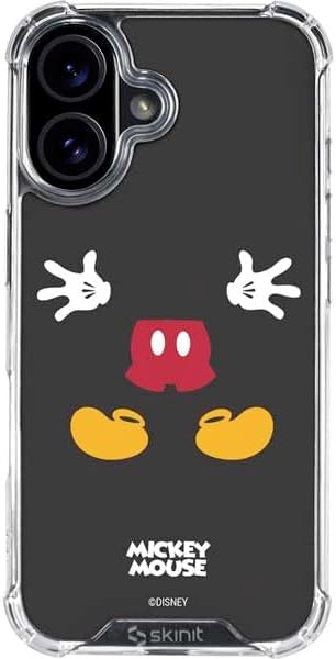 Skinit Clear Phone Case Compatible with iPhone 16 - Officially Licensed Disney Mickey Mouse Logo Pattern Design