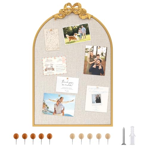 Vintage Arched Cork Board with Bow – 24“X36” Large Decorative