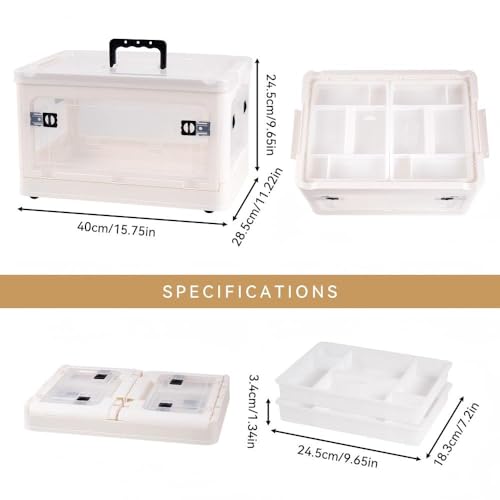 Image of HEY FOLY 30qt Medicine Organizer Storage Box with 4-Side Opening Doors, White Foldable Medication Organizer Empty, Container Case Stackable First Aid Box for Home Storage