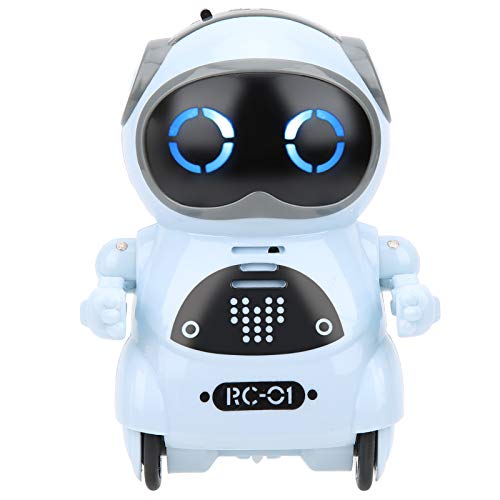 Mini Pocket Robot Toy, Interactive Voice Recognition, Repeat, Sing, Dance, LED, Story ABS Decoration, Robot Toy 3.3in with LED Lights for Entertainment, Communication (Blue)