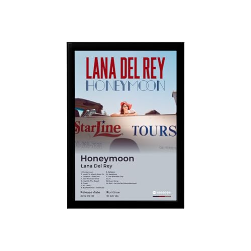 Image of BLINKART LanaDelRay - Honeymoon Wall Photo Frames | Wall Art for Bedroom, Living Room, Studio or Office | Album Cover Print with Spotify Song Link QR Code | Gift for Fans - 8x12 In