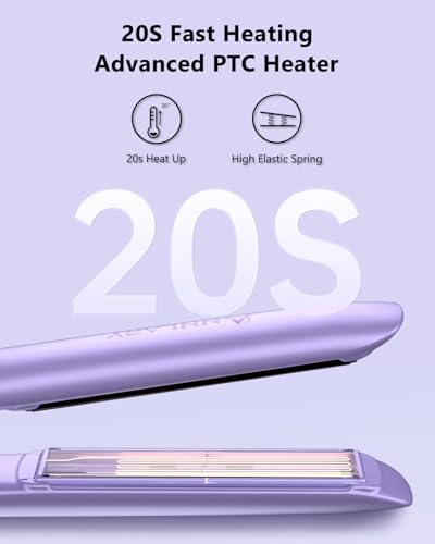Image of Annlary Hair Straightener 1 Inch Flat Iron and Curler 2 in 1 Titanium Ceramic Ionic Dual Voltage Straightener with Heat-Resistant Silicone, for Less Frizz, Shinier & Smoother