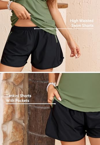 Zando Tankinis Swim Suits for Women 2025 Sporty Pockets Bathing Suit Two Piece Tummy Control Swimsuit Top with Shorts3
