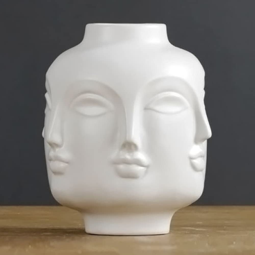 Florero Rostro Humano, Jarrón De Cara Maceta, Jarrones De Cerámica, Rostro Humano JarróN Decorativo con Forma De Cabeza Mesa Florero Decorativo,Diseño De Cara Estatua,D