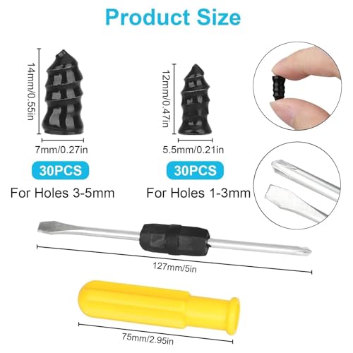 Image of Linkstyle 60PCS Tire Plug Kit, Flat Tire Repair Rubber Nails Kit for Car Truck ATV Tyre Puncture Repair