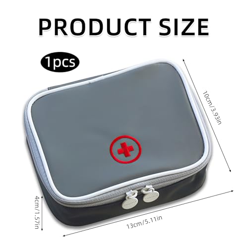 Medikamententasche, Tragbare Mini Notfalltasche, Kleine Medikamententasche, Reiseapotheke Tasche, Medikament Tasche Tragetasche, Tragbar Medizin Aufbewahrungstasche für Home Office Reisen (Grau)