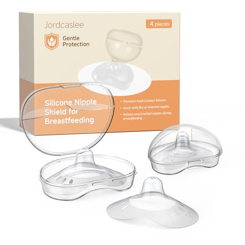 Nipple Shields for Breastfeeding Newborn, Contact Nipple Guards for Breast Feeding with Flat, Inverted Nipples or Difficulty Sucking, Food-Grade Silicone, Ultra-Thin &amp; Super Soft, 2 Pair, 24mm
