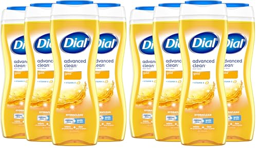 Image of Dial Body Wash, Advanced Clean Gold, 16 Fl Oz, Hydraclean Complex & Vitamin E, Gentle, Leaves Skin Feeling Nourished, Dermatologist-Tested, No Parabens & Sulfates, (Pack of 8)