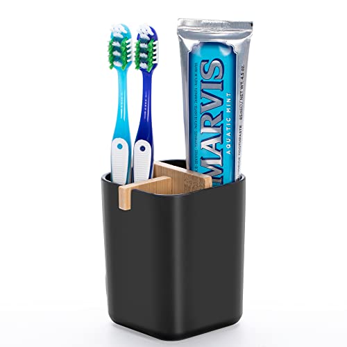 Toothbrush Holders for Bathroom, Suitable for Electronic Toothbrushes, Black Bathroom Toothbrush Holder, Toothpaste Makeup Brushes Razors Holder Bathroom Countertop Organizer