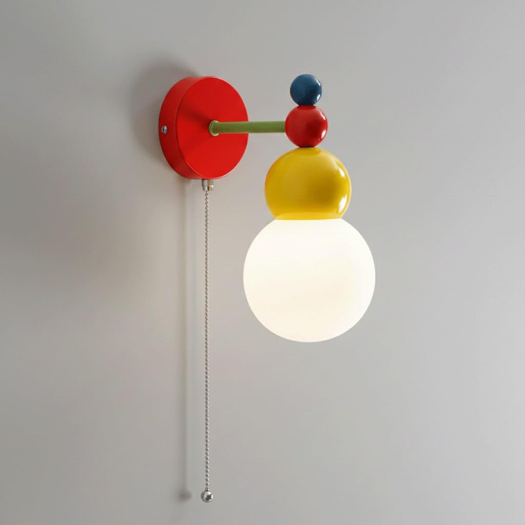 Aplique de pared moderno Bauhaus con globo de vidrio esmerilado e interruptor de cadena G9