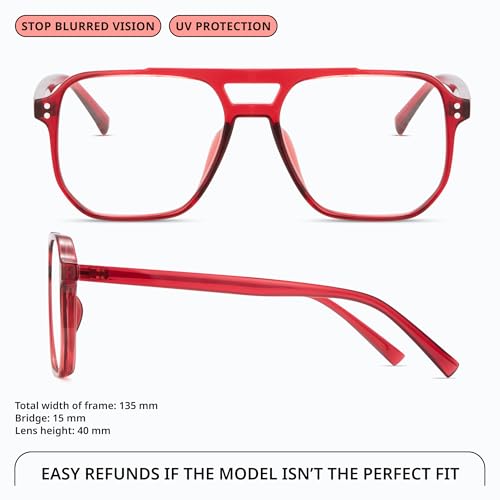 Image of livho Retro Aviator Blue Light Blocking Glasses for Women Men with Soft Case, Trendy Rectangle Computer Eyeglasses