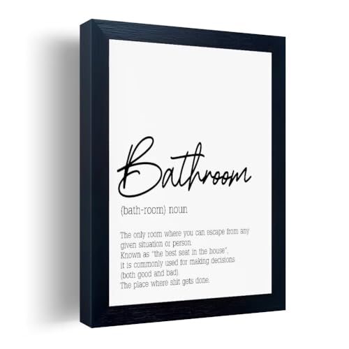 Black and White Bathroom Wall Art, Bathroom Quotes Wall Decor, Small Modern Rules Wall Art, Black Framed Canvas Artworks for Wall