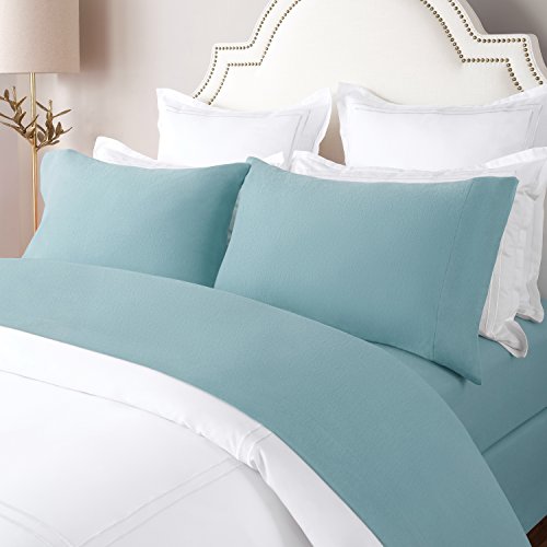 Image of Briarwood Home Flannel Sheet Set, 100% Organic Cotton, Six-Fold Brushed, Super Soft, Warm, Cozy, Deep Pocket Bedding with NanoTech Infuse for Added Durability and Lasting Comfort (Twin, Sky Blue)