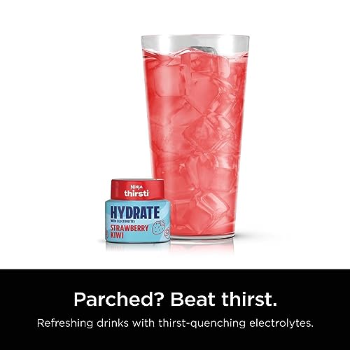 Ninja Thirsti HYDRATE Strawberry Kiwi Flavoured Water Drops with electrolytes and contain 0 calories*, 0 sugar* (*per 12oz classic serving). . Turn water into refreshing fruit-flavoured sparkling or still drinks with Ninja Thirsti Hydrate Flavoured Water Drops, 3 pack, WCFSTKAMC by Ninja - Image 3