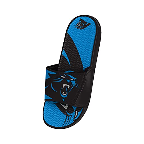 FOCO Carolina Panthers NFL Mens Colorblock Big Logo Gel Slides - S