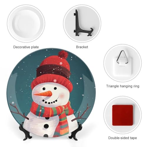 Plato decorativo de porcelana Bone China con muñeco de nieve, 7 pulgadas miniatura 3