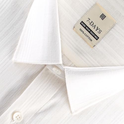 Image of 7-DAYS Men's Premium Formal Shirts - Regular Fit, Full Sleeve, 100% Pure Cotton, Self-Design, with Pocket - Stylish Office Shirts for Men