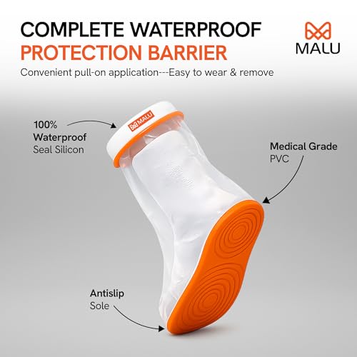 Image of 100% Waterproof Foot Cast Cover for Shower & Bath | Resuable Adult Cast Protector with Anti-Slip Bottom | Cast Covers for Shower Foot | Waterproof Shield for Showering After Surgery