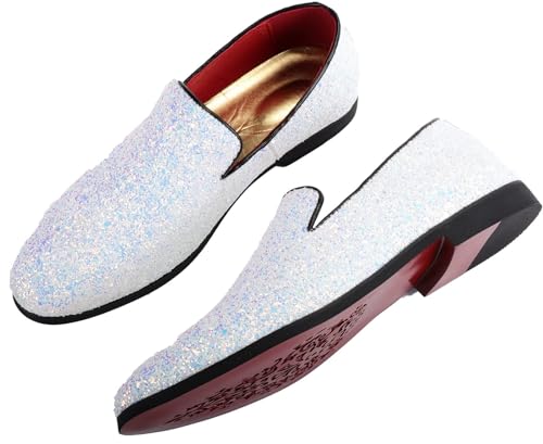 Mens Smoking Sparkling Slipper Metallic Sequins Textured Glitter Tuxedo Slip-on Prom Loafers Luxury Wedding Dress Shoes3