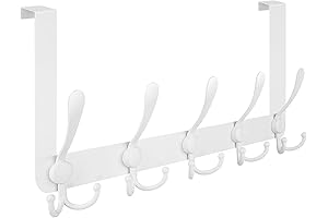 TICONN Over The Door Hooks, 5 Heavy Duty Tri Coat Rack -...