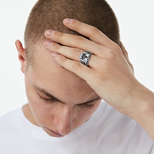 Wolf Ring for Men Sterling Silver Ring Viking Ring Wizard Warrior Hunter Wolf Head Rings Gift for Men4