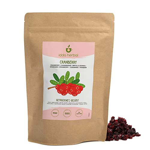 Arándanos Secos (1kg), Arándanos Enteros, Ligeramente Endulzados con Jugo de Frutas, Suaves y...