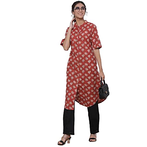 Image of BIBA Women's Cotton Straight Fit Straight Kurta
