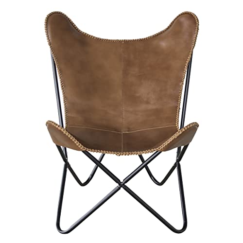 Amerihome Genuine Leather Butterfly Chair - Brown (Lbfcbn) #TOP2