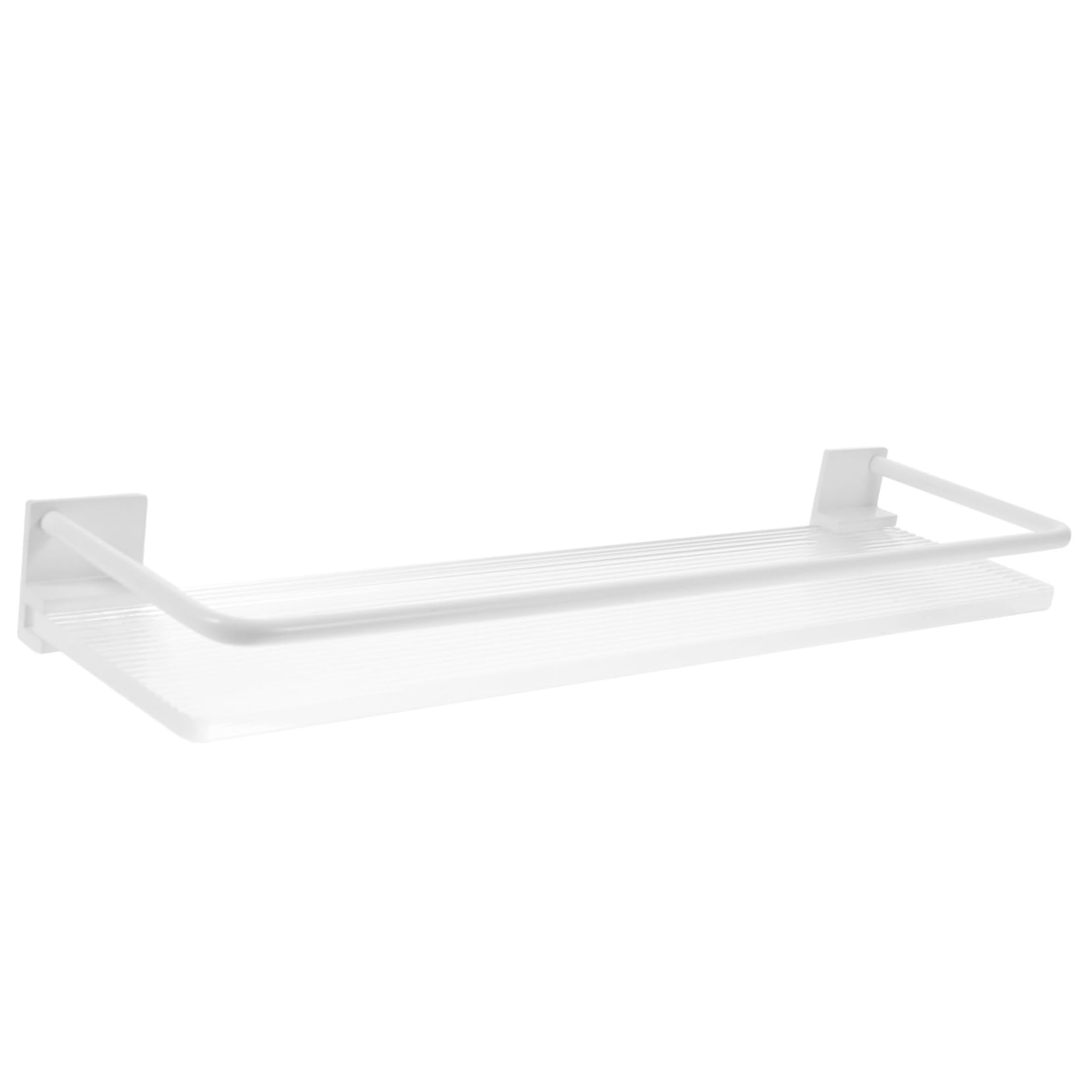 Mensola Doccia senza Foratura in Alluminio e Acrilico Bianco 1 Pz | Organizer da Parete, Struttura Robusta, Ordine per Flaconi Shampoo e Accessori
