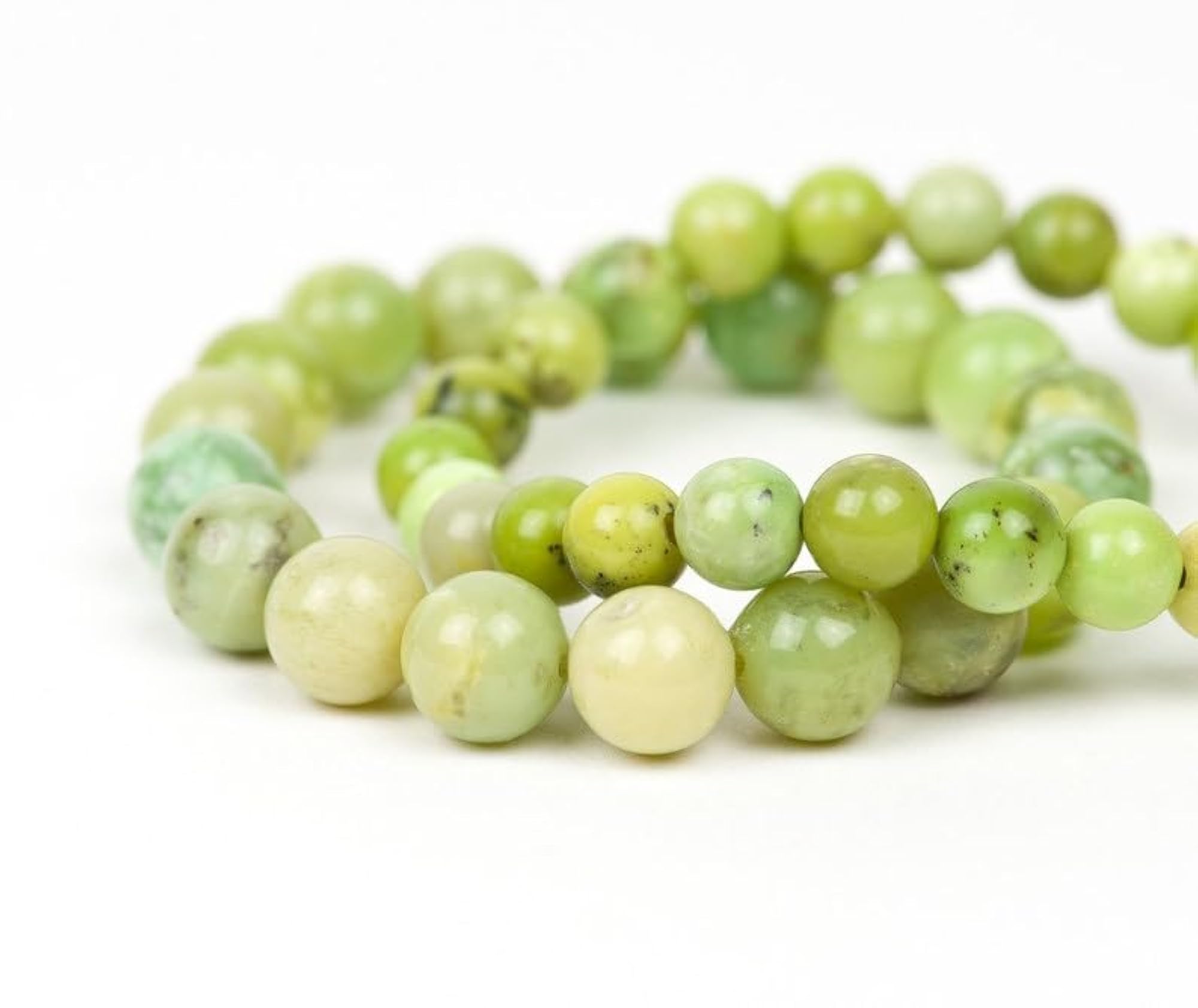 Unisex Natural Chrysoprase 10mm Bead Stretchable Bracelet