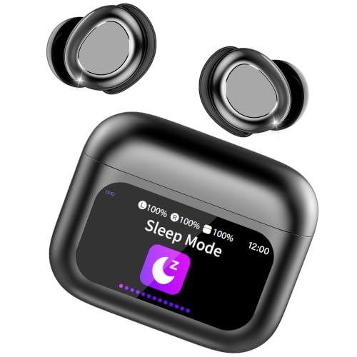 ZYHKON Sleep Earbuds Bluetooth 5.4 in Ear Touch Screen Sleep Headphones Small Design Mini Sleep Earbuds for Side Sleepers with Sleep Mode 48H Playtime Sleep Earphones Space Black